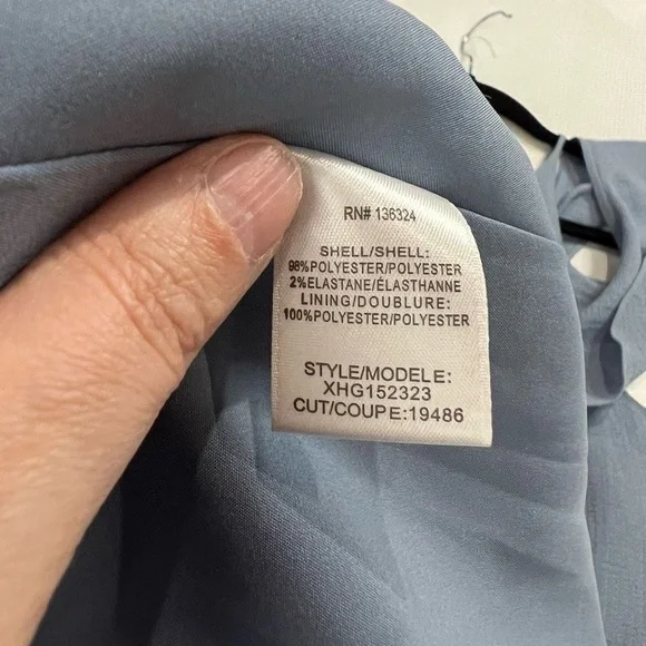 H by Halston Light Blue Open Back Off the Shoulder Dress - Picture 12 of 13